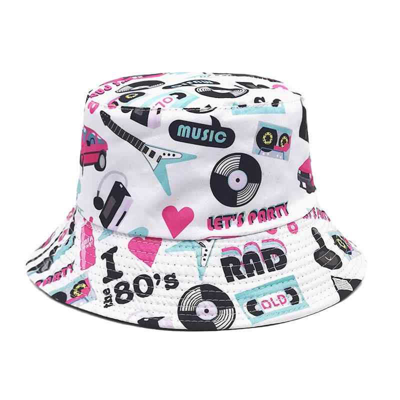 バケットハット メンズ レディース 80年代 カセットテープ柄 レトロ ポリエステル ラウンドトップ ショ..