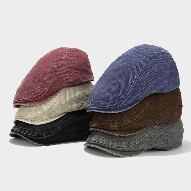 帽子 レディース メンズ 秋 レトロ ヴィンテージ 無地 シンプル デニム コットン アウトドア 通気性 防風 UVカット 日よけ キャップ ベレー帽 ハンチング キャスケット