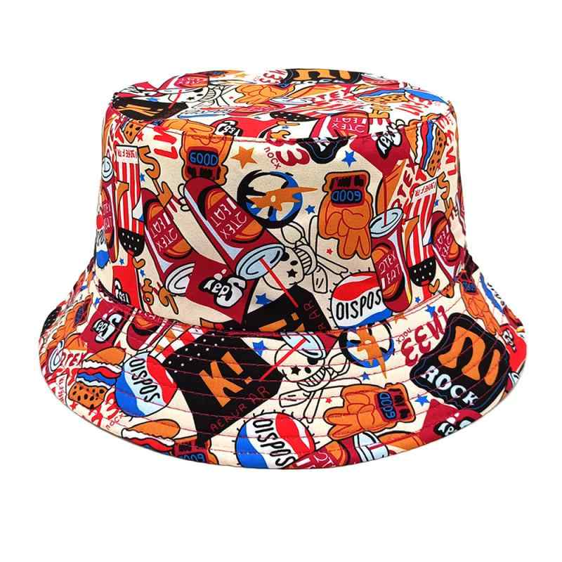2個セット・カテゴリ: バケットハット・主な素材: ポリエステル100%・スタイル: 文芸レトロ・機能: 日よけ・加工: デジタルプリント・柄: 動物モチーフ・帽子のトップ: ラウンドトップ・つばのスタイル: ショートブリム・カラー: ハンバーガーコーラ柄・サイズ: M（頭囲56-58cm）