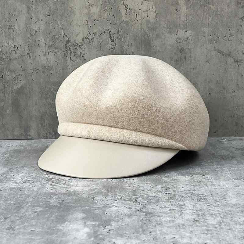 キャスケット レディース 女性用 レザーつば ウール 羊毛 八角帽 英国風 クラシック おしゃれ 韓国ファッション カジュアル 上品 エレガント 高級感 保温 防寒 防風 通勤 シンプル 万能 秋冬