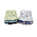 バケットハット 帽子 キッズ 男の子 女の子 クマ キャラクター 総柄 リバーシブル 紫外線対策 日よけ 通気性 ポリエステル ワイドブリム 平つば かわいい ...