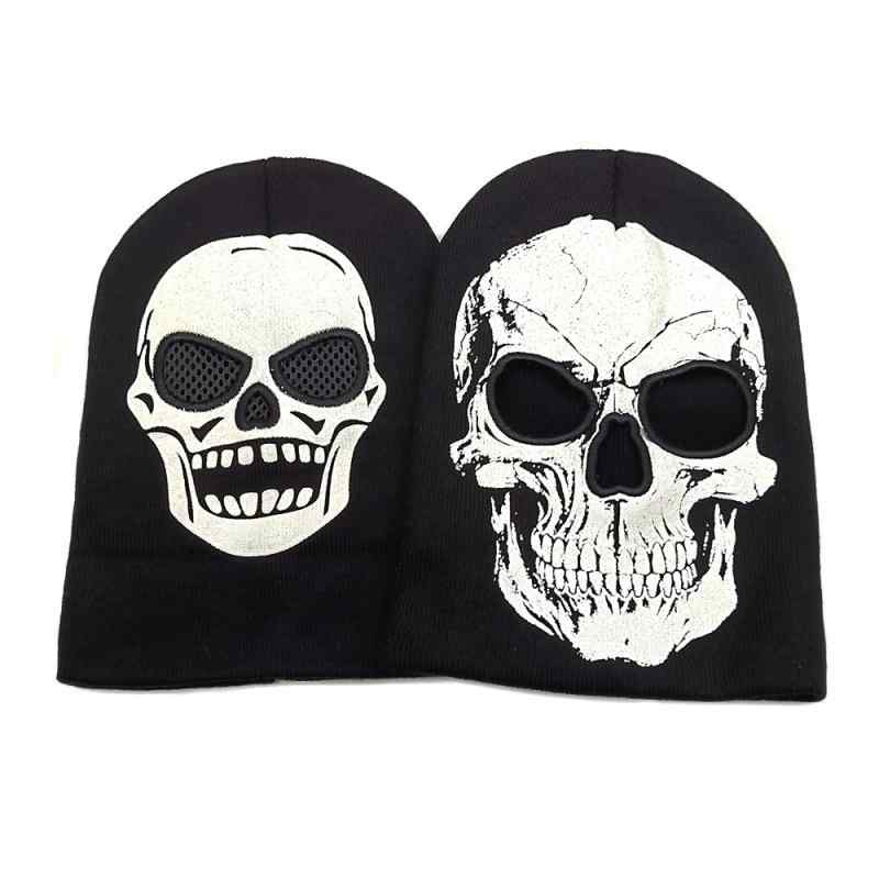 ニット帽 メンズ 秋冬 ドクロ柄 ハロウィン スカルプリント ビーニー ワッチキャップ アクリル素材 保..