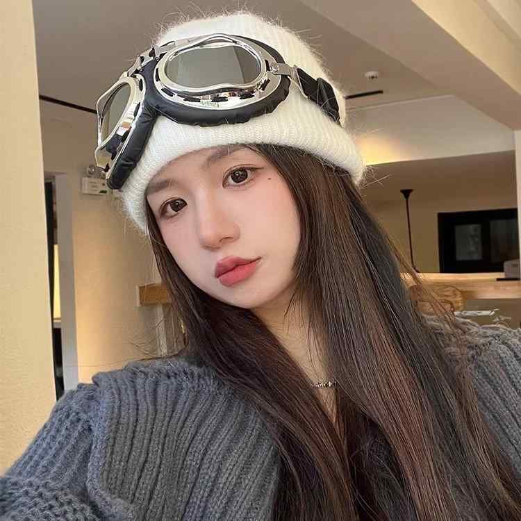 ニット帽 韓国風 厚手 ラビットファー 防寒 保温 耳当て付き フライトキャップ パイロットキャップ 秋冬 おしゃれ カジュアル 普段使い アウトドア 透湿 ブラック ホワイト グレー(x2)