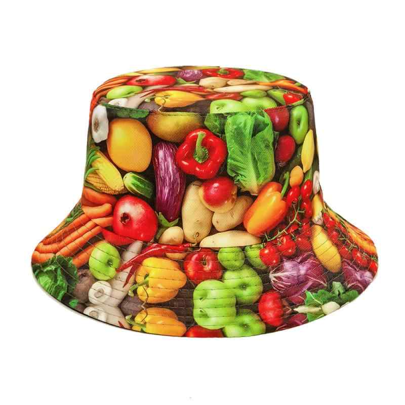 バケットハット メンズ レディース 野菜 フルーツ 総柄 両面着用 リバーシブル UVカット 日焼け防止 日..