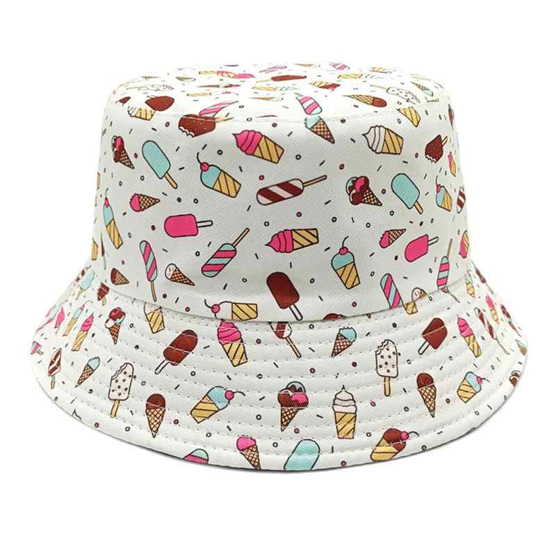 バケットハット レディース メンズ 帽子 アイスクリーム ケーキ柄 プリント カジュアル アウトドア UV..