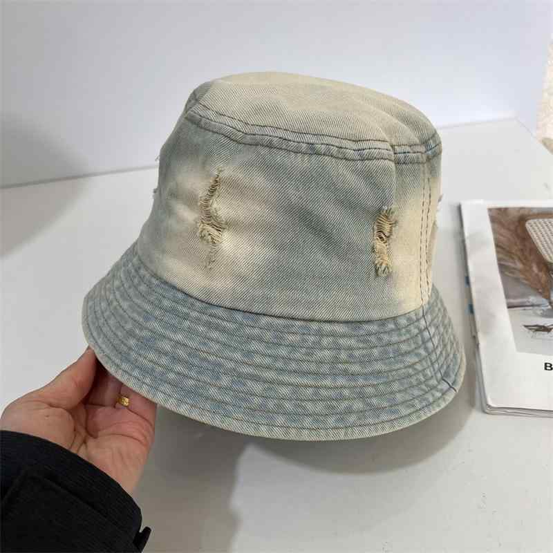 帽子 デニム バケットハット ウォッシュ加工 ダメージ加工 レトロ ユーズド加工 つば広 フィッシャーマ..