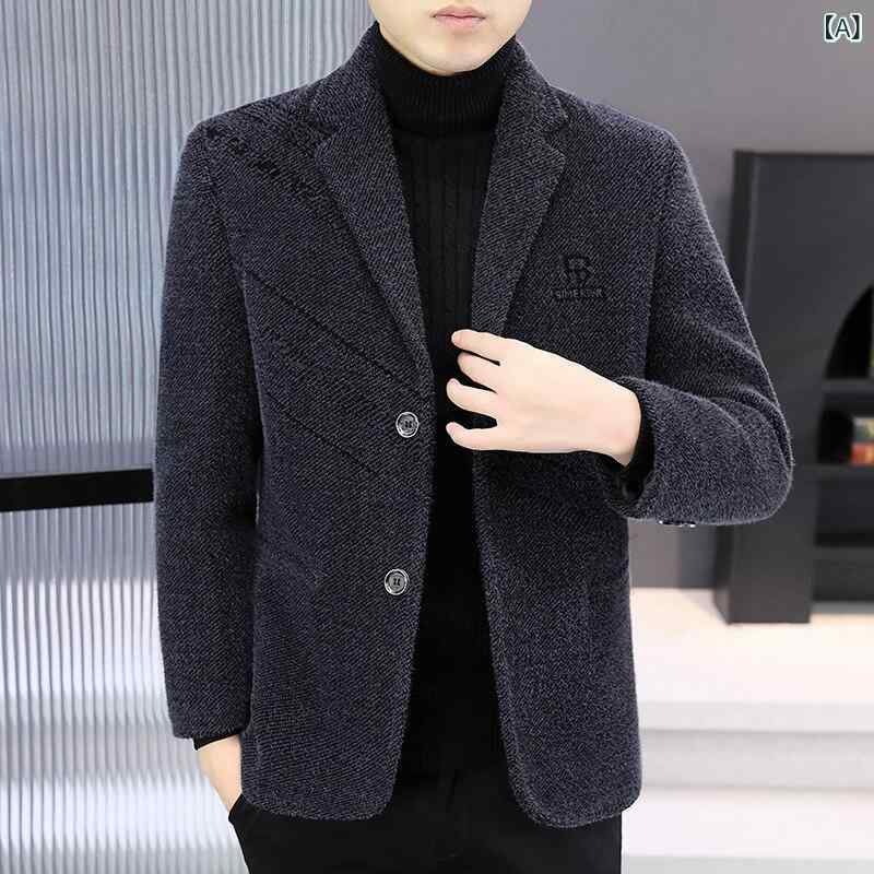 ジャケット メンズ 秋冬 中綿入り 厚手 テーラードカラー ビジネス カジュアル 通勤 ミドル世代 中高年向け 防寒 保温 ウォッシャブル ゆったりシルエット ポリエステル混紡 ブラック グレー ブラウン