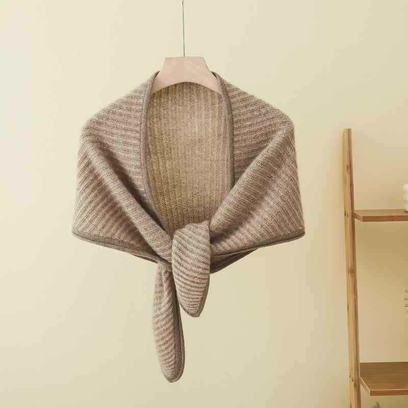 ストール レディース カシミヤ100% 大判ショール バイカラー 三角編み ニット あったか 保温 防寒 秋冬 上品 普段使い 着回し