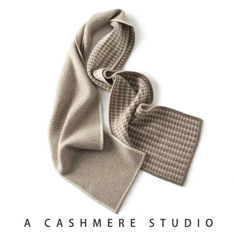 ストール 秋冬 韓国ファッション 厚手 カシミヤ リバーシブル 両面 千鳥格子柄 シンプル 防寒 保温 マフラー 着回し 万能 カジュアル 通勤 通学 学生向け ブラック パープル グレー