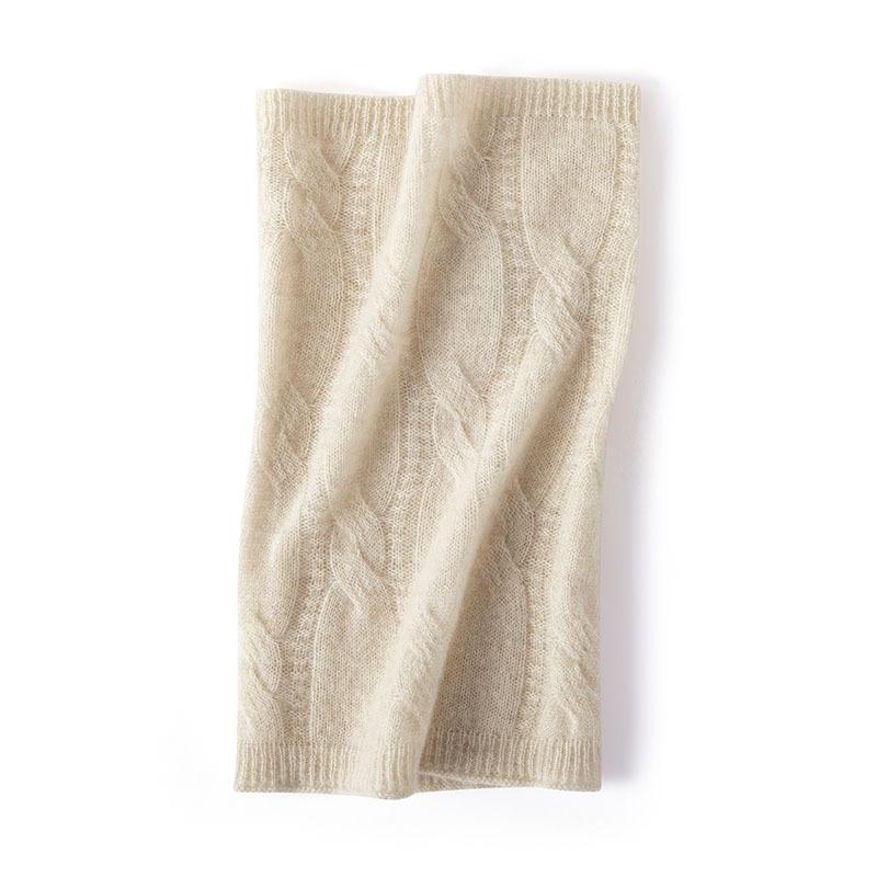 ネックウォーマー レディース 女性用 100%カシミヤ ニット ケーブル編み スヌード フェイクカラー 付け..