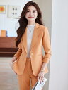 スーツ セットアップ レディース 女性用 上品 ピンク 春秋 ビジネス オフィス フォーマル 仕事服 事務服 通勤 ジャケット ロングフレアパンツ 長袖 ポリエステル レーヨン