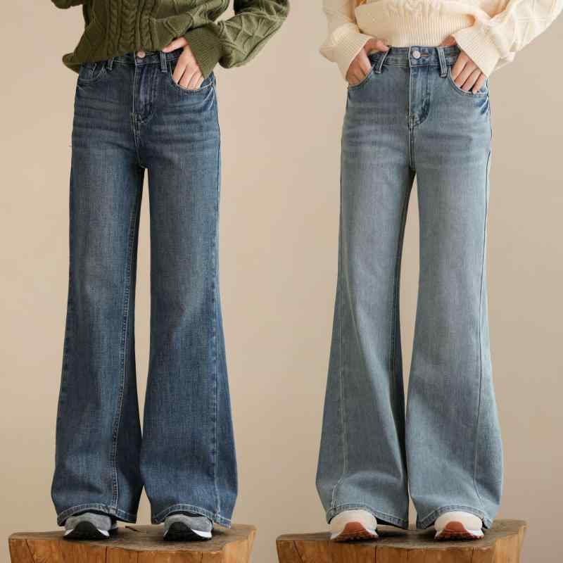 デニムパンツ 女の子 ガールズ ジュニア 秋冬 ストレッチ コットン レトロ ヴィンテージ ゆったり ルー..