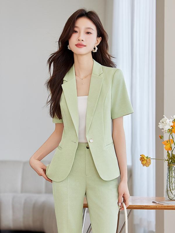 セットアップ レディース 半袖 テーラードジャケット ショート丈 フレアパンツ ブーツカット 春夏 エレ..