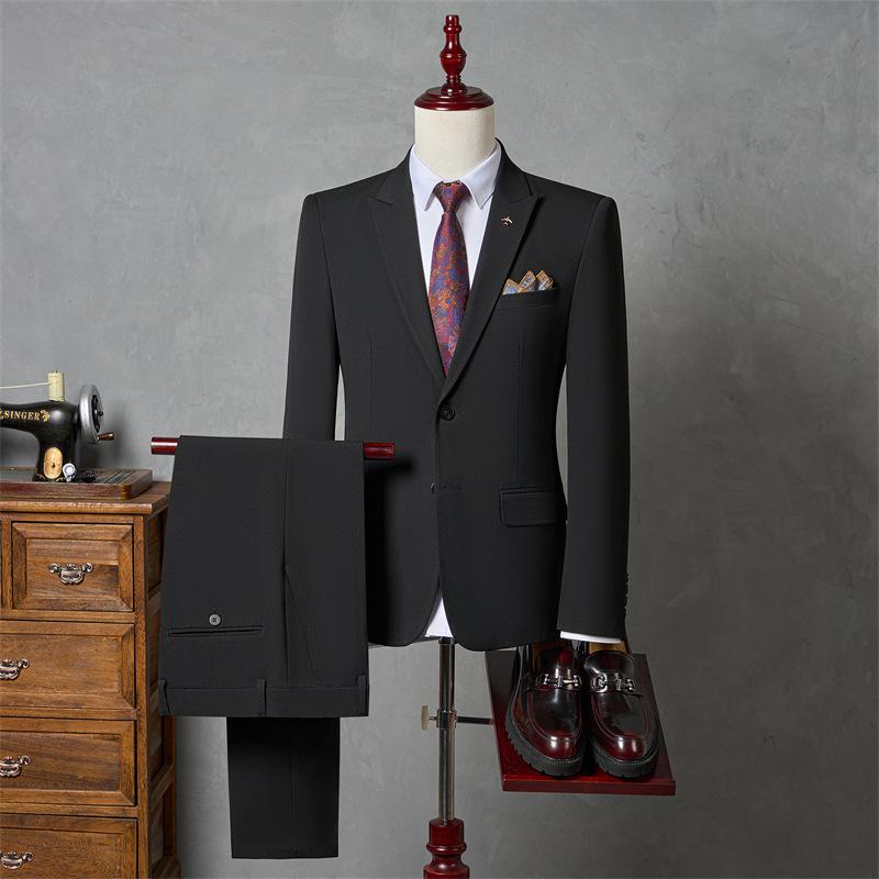 スーツ メンズ 2点セット ビジネス フォーマル 結婚式 披露宴 パーティー 礼服 オフィス 通勤 オールシーズン 2つボタン スリム 細身 スタイリッシュ 韓国風 セットアップ 男性用