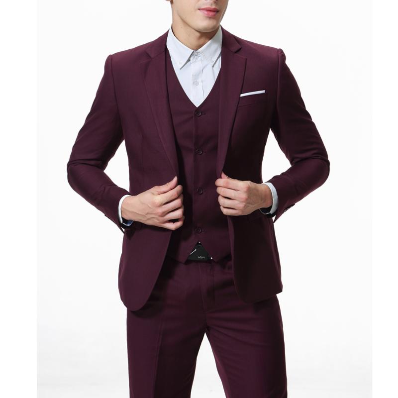 スーツ メンズ 男性用 ビジネス 礼服 スリーピース セットアップ スリムフィット スタンドカラー 綿混紡 韓国ファッション 結婚式 パーティー カジュアル 秋冬