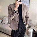 セットアップ メンズ 男性用 秋冬 厚手 メルトン ウールブレンド テーラードジャケット スリム 高級感 防寒 保温 2つボタン シングルブレスト カジュアル ビジネス オフィス 通勤 普段使い スタイリッシュ ブラウン グレー ブラック