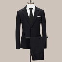 スーツ メンズ 男性用 秋冬 ビジネス ファッション 2つボタン ジャケット ブレザー スラックス パンツ スリムフィット セットアップ ツーピース フォーマル カジュアル 綿混 ブラック ピンク ブルー