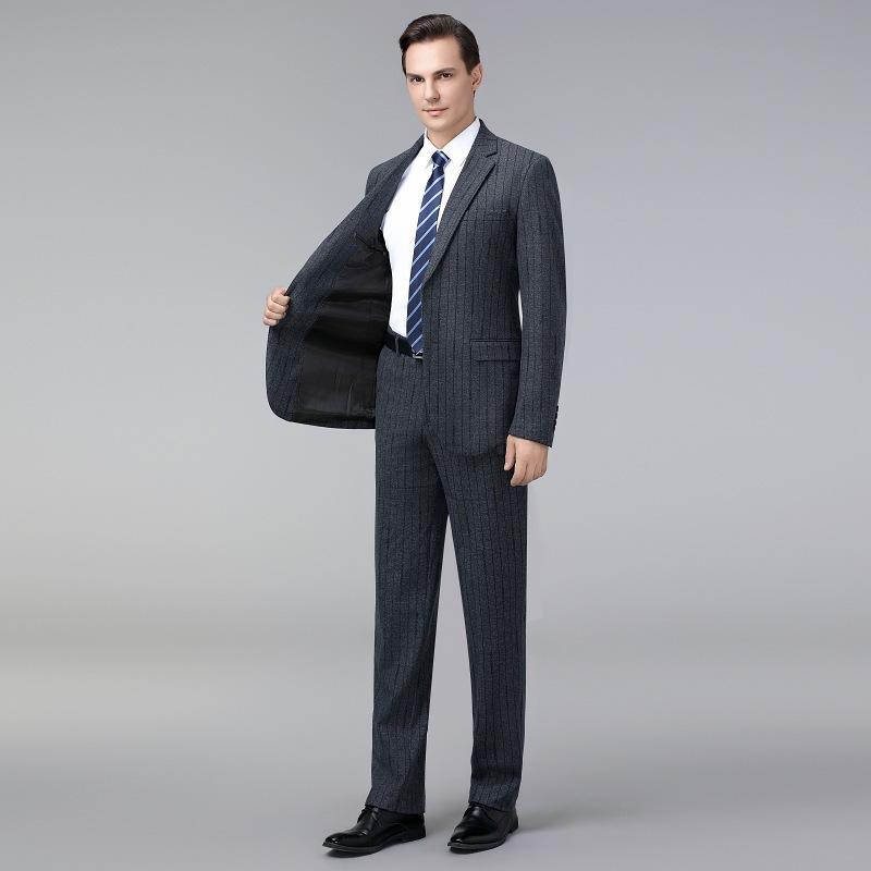 スーツ メンズ 中高年 父親向け ウール 羊毛混紡 セットアップ ツーピース ビジネス フォーマル 紳士服 通勤 ノーアイロン 形態安定 シワになりにくい 秋冬