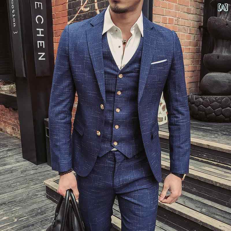 スーツ メンズ スリーピース スリムフィット 2つボタン ビジネス フォーマル 結婚式 紳士服 春秋冬 上品な光沢感 混紡素材 通勤 披露宴 パーティー