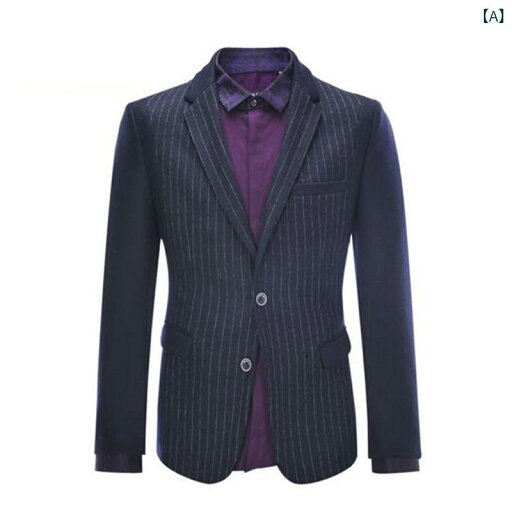 テーラードジャケット メンズ 男性用 秋冬 ストライプ柄 ファッション カジュアル ビジネス 通勤 普段使い スリムフィット 細身 ウール混 アウター