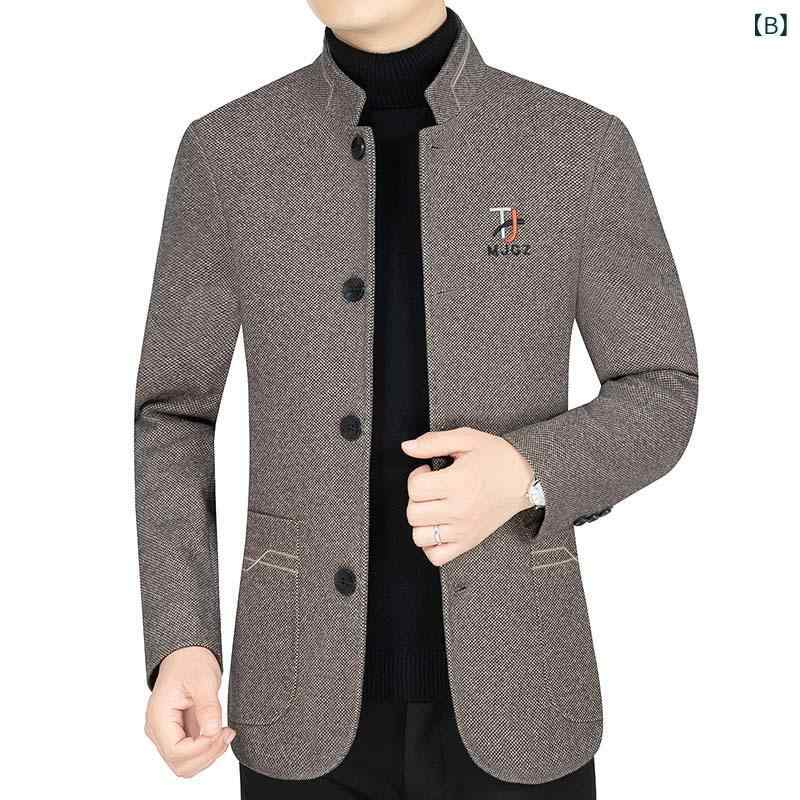 テーラードジャケット メンズ 男性用 スリムフィット カジュアル ビジネス 通勤 オフィス ウール調メルトン ポリエステル イージーケア ウォッシャブル シワになりにくい チェック柄 シングルブレスト 2ボタン 春秋