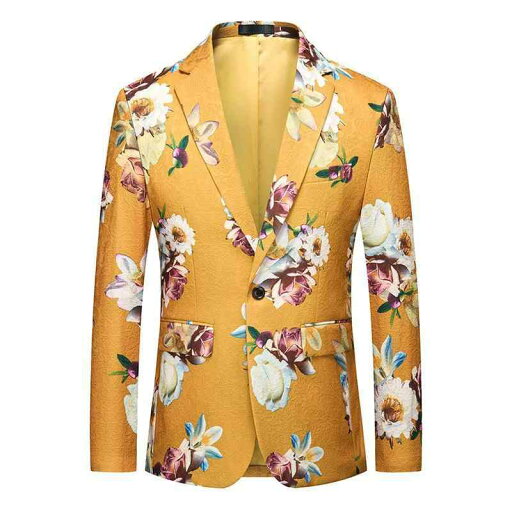 ジャケット メンズ 男性用 イエロー 花柄 総柄 秋冬 スリムフィット テーラード シングルボタン ポリエステル 混紡素材 洗濯可能 ビジネス カジュアル 普段使い ジャケット メンズ 男性用 イエロー 花柄 総柄 秋冬 スリムフィット テーラード シングルボタン ポリエステル 混紡素材 洗濯可能 ビジネス カジュアル 普段使い