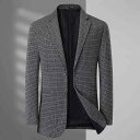 ジャケット メンズ 秋冬 厚手 大きいサイズ ビッグサイズ ゆったり テーラードジャケット チェック柄 シングルブレスト 2つボタン ポリエステル混紡 ライトビジネス カジュアル デイリーユース グレー