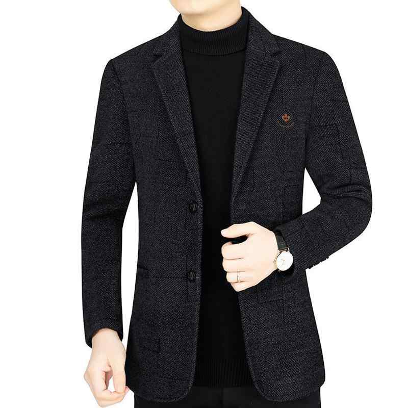 テーラードジャケット メンズ 男性用 中年向け ビジネス カジュアル 秋冬 厚手 シェニール ウールブレンド コーデュロイ ノッチドラペル アウター 保温