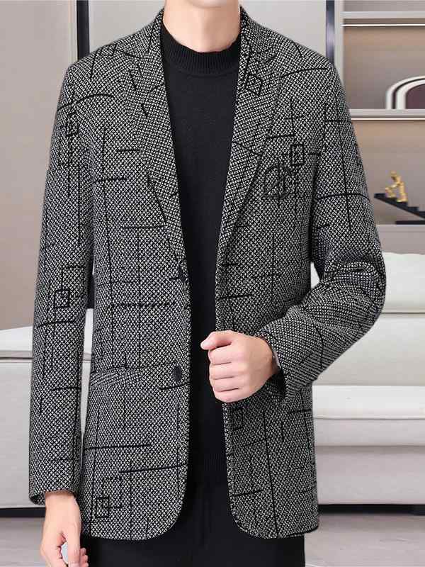 ジャケット メンズ 男性用 ミドルエイジ 裏起毛 厚手 スリムフィット ポリエステル混紡 ビジネス カジュアル 通勤 オフィス パパ向け ウォッシャブル 保温 防寒 秋冬 アウター