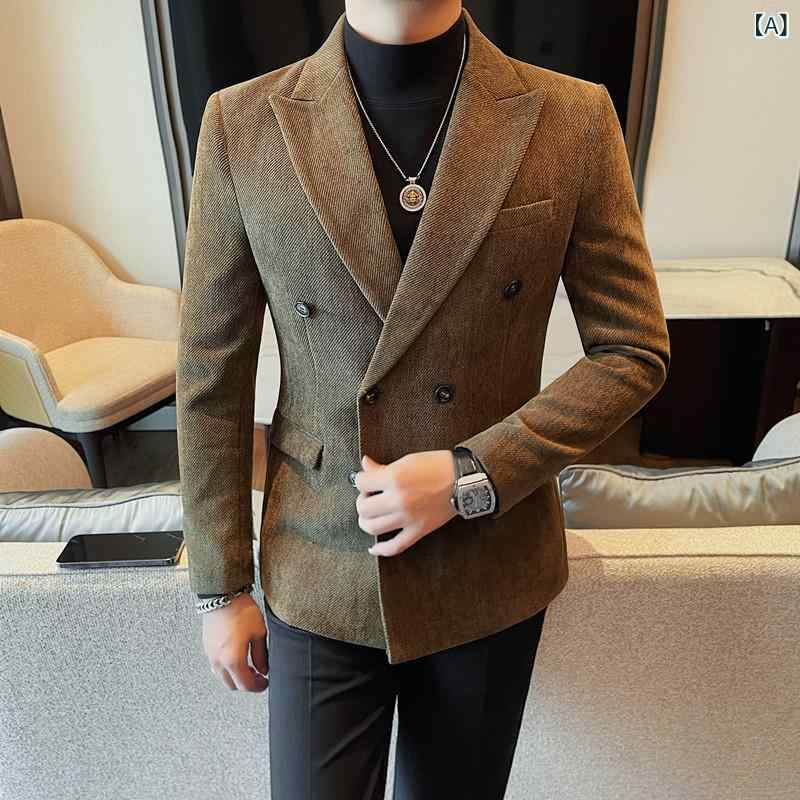 ジャケット メンズ 男性用 秋冬 高品質 厚手 カジュアル ビジネスカジュアル テーラードジャケット ブレザー 上着 スリムフィット ポリエステル混紡 サイドベンツ