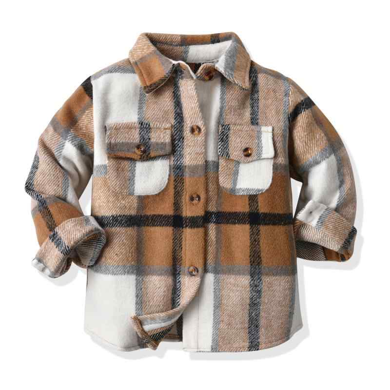 キッズ 男の子 秋冬 チェック柄 メルトンコート 厚手 防寒 起毛 アウター ジャケット 普段使い 通学 グレー ボルドー カフェブラウン