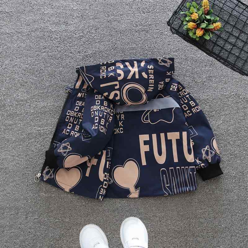 ジャケット キッズ 男女兼用 ベースボールジャケット スタジャン ブルゾン アウター ウィンドブレーカー フード付き ジップアップ 長袖 ロゴ カジュアル 通学 普段使い ポリエステル 柔らかい肌触り ブラック 秋冬