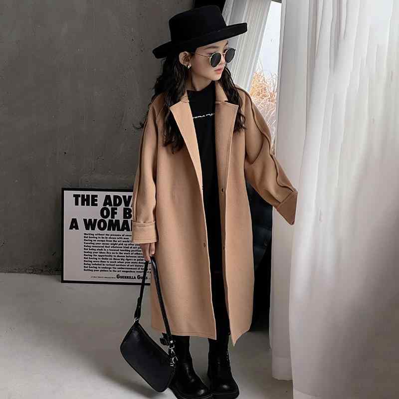コート 女の子 キッズ ジュニア 子供服 秋冬 厚手 防寒 暖かい 上質 ウール カシミヤ混 メルトン ダブルフェイス ロング丈 テーラードカラー 通学 お出か...