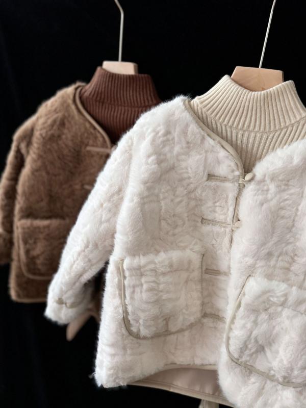 コート 女の子 キッズ アウター 韓国風 レトロ もこもこ フェイクファー ボアジャケット ポリエステル素材 厚手 暖かい 保温性 防寒 冬 秋冬 普段使い 通...