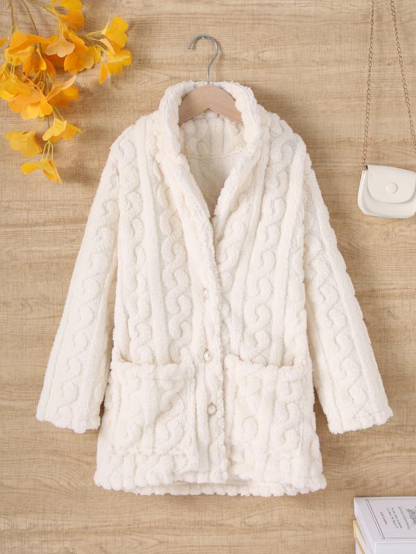 キッズ ガールズ ボアコート 秋冬 厚手 あったか ファー もこもこ テーラードカラー ダブルボタン ポケット付き ミドル丈 カジュアル 普段使い ポリエステル...