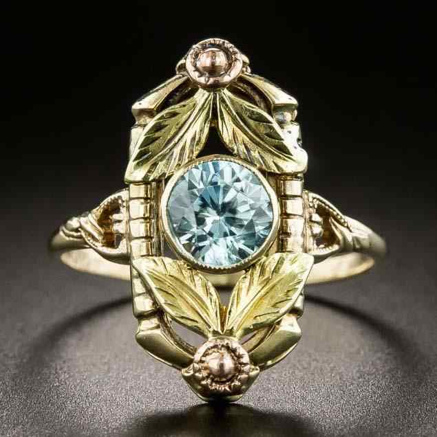 指輪 レディース 女性用 上品 エレガント 欧米風 ファッション リング サファイア 金の葉 ゴールドメッ..