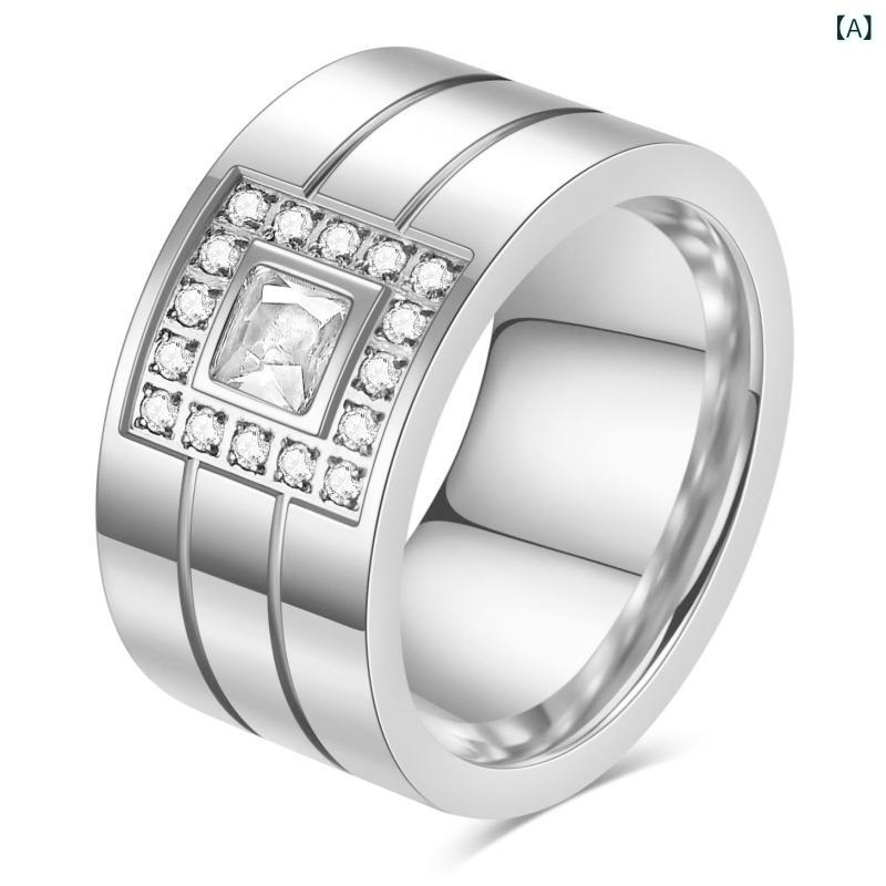 way-ugoの指輪 レディース リング 女性用 チタン鋼 ステンレス鋼 幾何学 スクエア 四角 ジルコニア 欧米風 ファッション おしゃれ 人気 デイリー カジュアル オフィス シルバー ゴールド｜アングル2