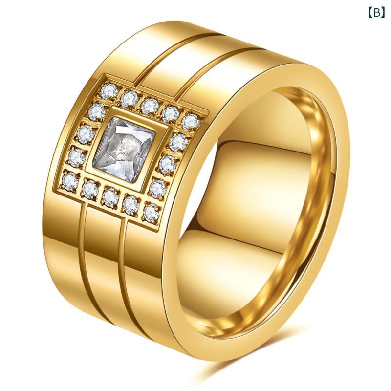 way-ugoの指輪 レディース リング 女性用 チタン鋼 ステンレス鋼 幾何学 スクエア 四角 ジルコニア 欧米風 ファッション おしゃれ 人気 デイリー カジュアル オフィス シルバー ゴールド｜アングル3