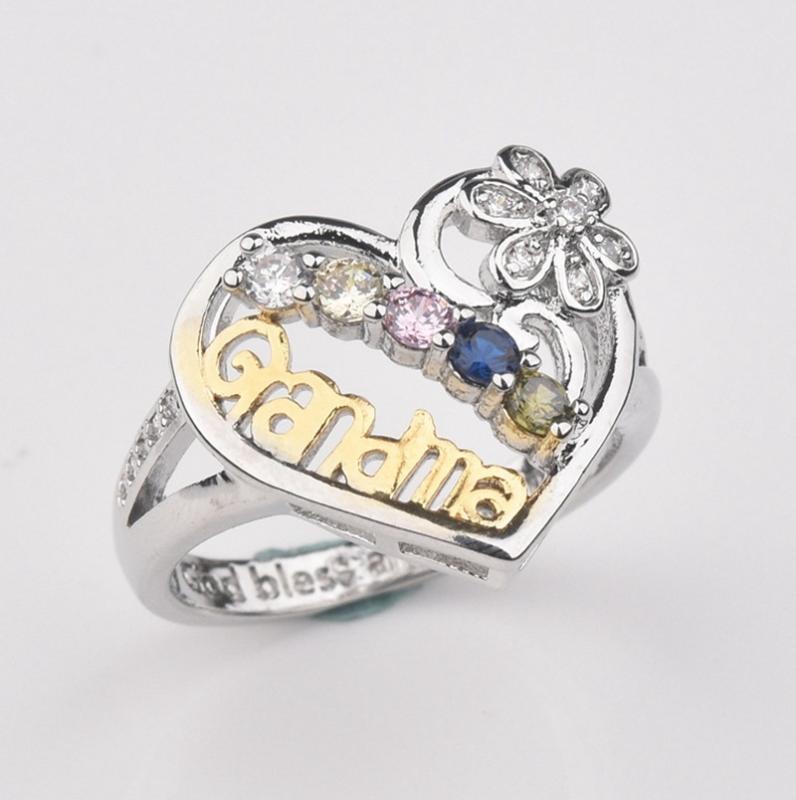 指輪 レディース 祖母用 ハート型 ジルコニア リング シルバー925コーティング バイカラー 合金 電気メッキ加工 ファッション おしゃれ 母の日 プレゼント 普段使い オフィス カジュアル 高級感(4)