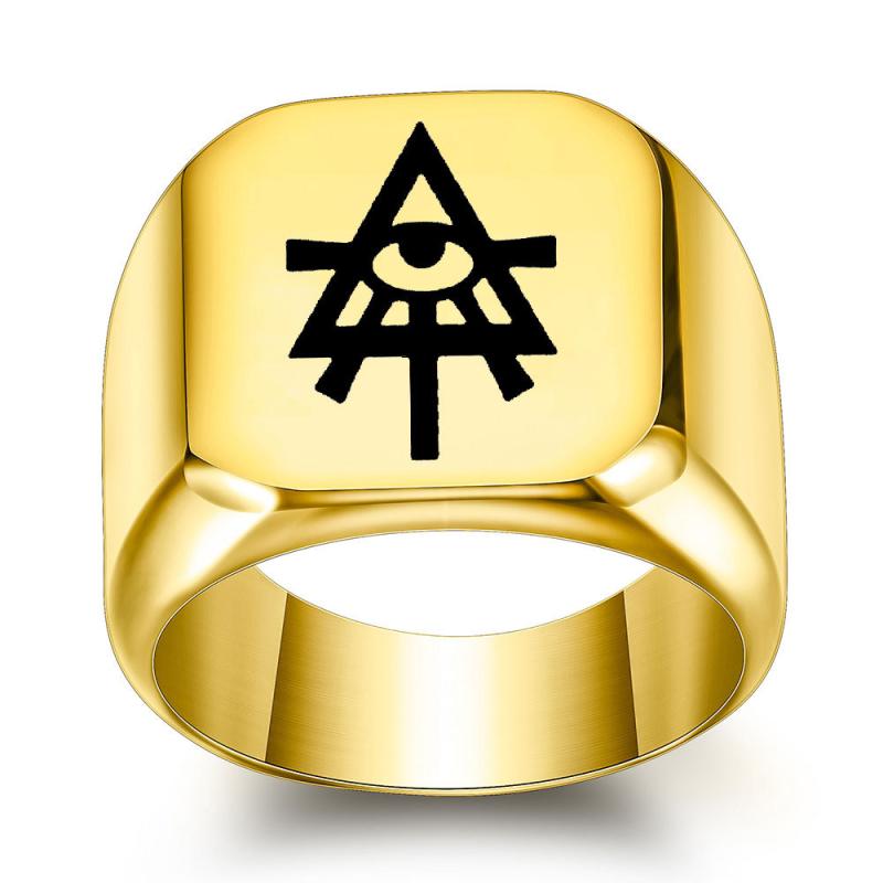 楽天way-ugo指輪 メンズ 男性用 欧米風 インスタ風 ミステリアスアイ チタン鋼 レトロ ヴィンテージ パンク スクエア 四角形 学生向け 若者 トレンディ ブルー スチール ガンブラック ゴールド