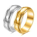 指輪 メンズ レディース ステンレス 回転式 ストレス解消 リフレッシュ ギミック 6mm幅 ファセットカット 幾何学模様 ペアリング カップルリング 普段使い カジュアル 電気メッキ加工 シルバー ゴールド
