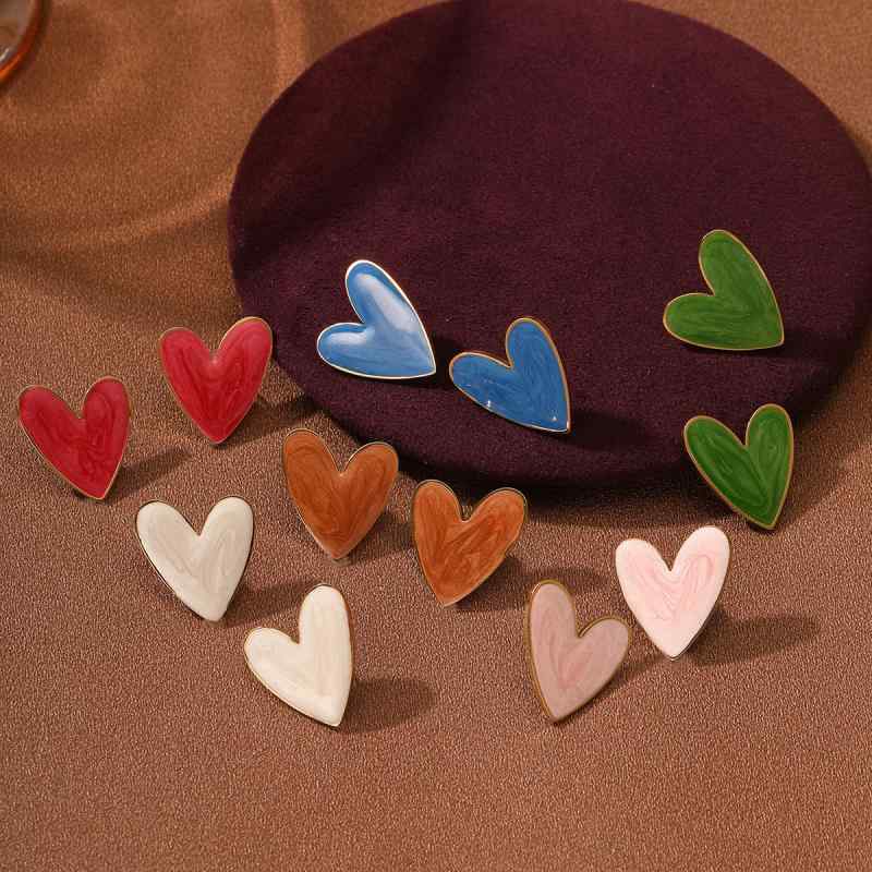 ピアス イヤリング レディース 女性用 フレンチレトロ カラフル ハートモチーフ エポキシ樹脂 電気メッ..