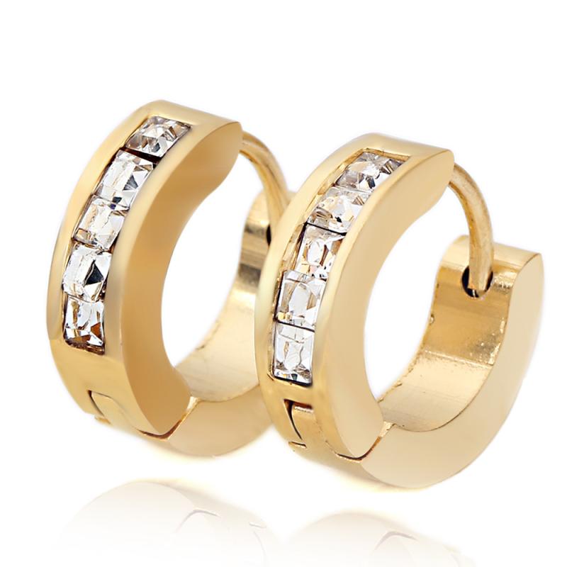 フープピアス レディース シンプル おしゃれ 欧米風 ジルコニア 一列埋め込み 4mm 円形 ステンレス製 ..