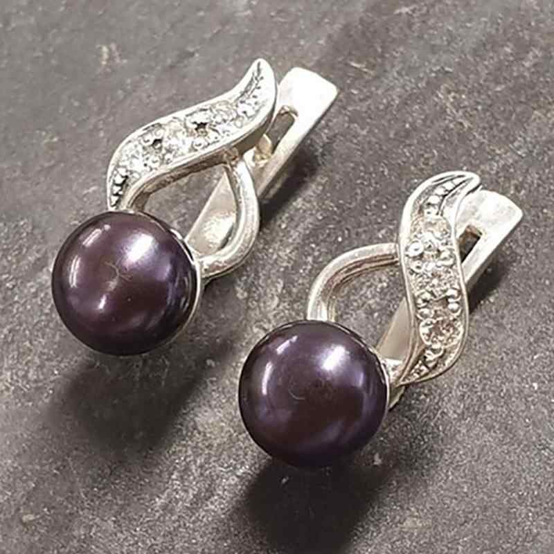 ピアス レディース パープル パール イヤリング 欧米スタイル 幾何学 合金 電気メッキ加工 ファッション アクセサリー イベント フォーマル 上品 華やか お出かけ