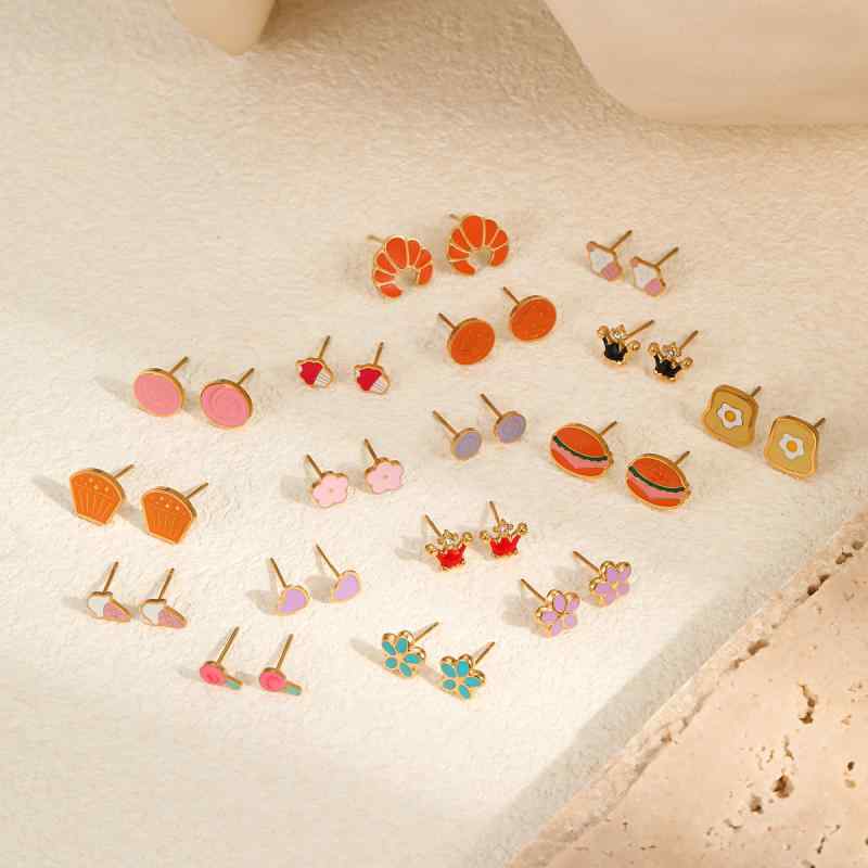 ピアス レディース 春夏 ステンレス製 エナメル加工 電気メッキ加工 カラフル かわいい フルーツ ケー..