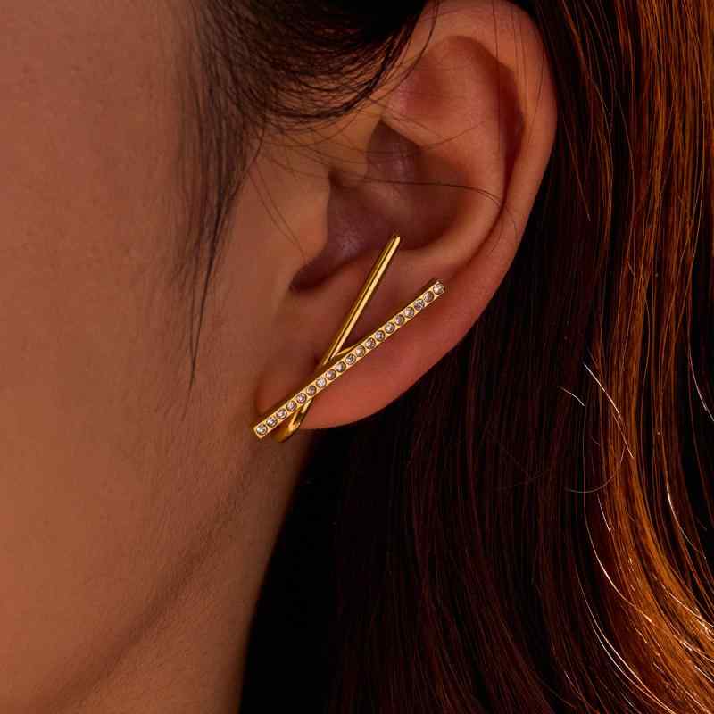 ピアス レディース 高級感 インスタ風 ステンレス 18Kメッキ クロス ライン ジルコニア おしゃれ 上品 大人可愛い 普段使い 通勤 レトロ ファッション アクセサリー デート プレゼント
