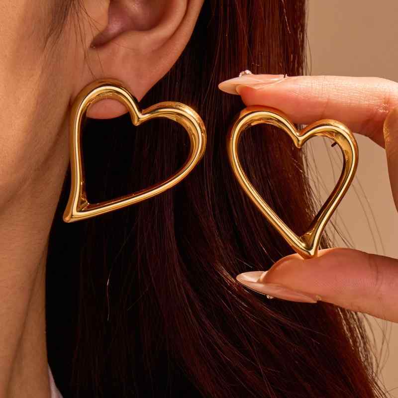 ピアス レディース 大ぶり ハート ロング ステンレス 18Kゴールドメッキ 海外風 ファッション おしゃれ 通勤 オフィス カジュアル 春夏