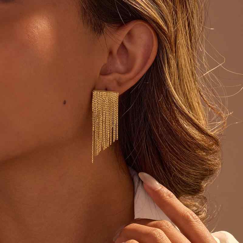 ピアス レディース ステンレス チェーン フリンジ タッセル イヤリング 欧米スタイル 海外ファッション..