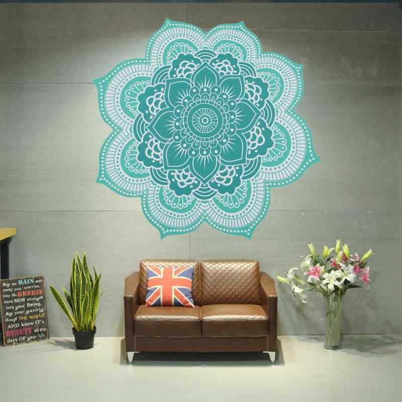 タペストリー レディース ビーチタオル ショール ポリエステル製 グリーン ロータス柄 高品質 壁飾り ..