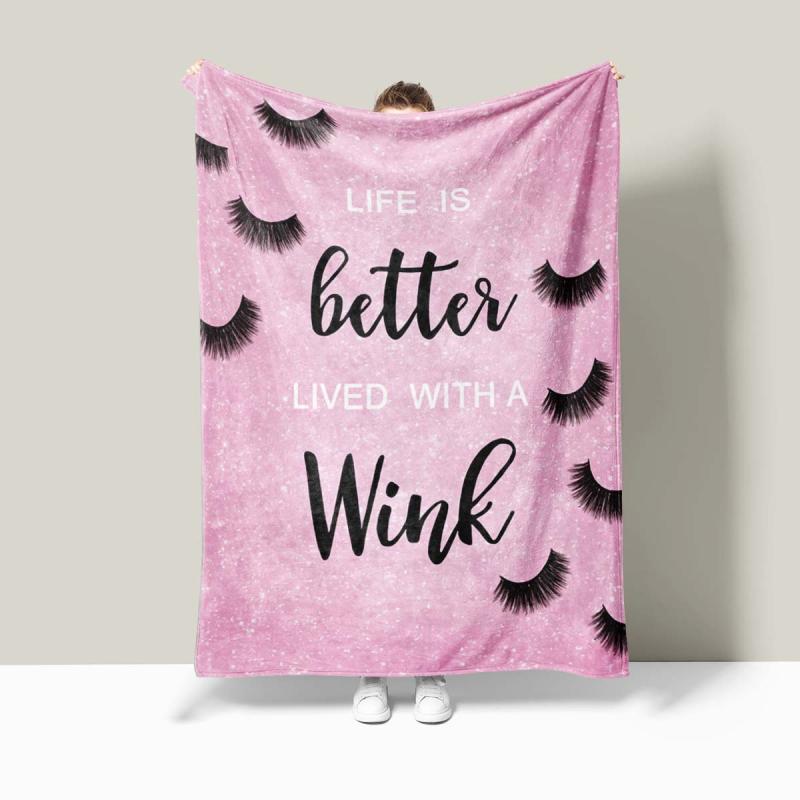 毛布 フランネル まつ毛 眉毛柄 デジタルプリント 厚手 暖かい あったか 秋冬用 保温 ブランケット ひ..